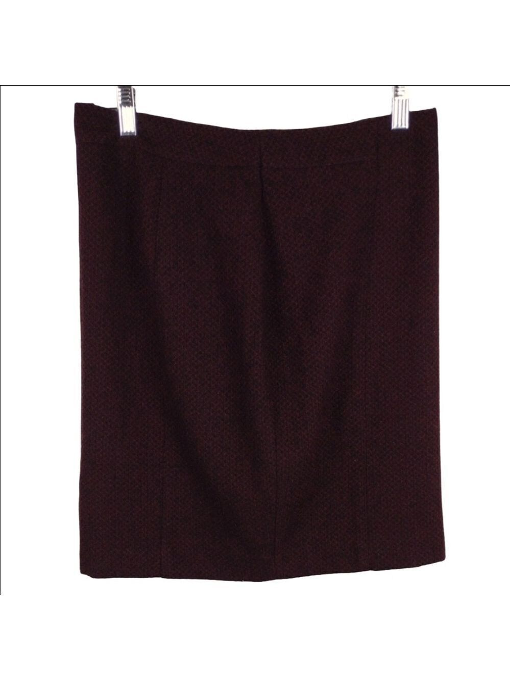 Banana Republic Factory Burgundy Tweed Wool Blend Zipper Back Pencil Skirt